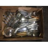 CARTON WITH MISC PLATED BONE HANDLED CUTLERY & TOAST RACK