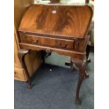 REPRODUCTION FLAME MAHOGANY BUREAU, (LOCK REMOVED)