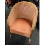 PINK UPHOLSTERED LLOYD LOOM CHAIR WITH ORIGINAL LABEL