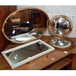 OVAL GILT FRAMED BEVELLED EDGE MIRROR & 3 OTHERS