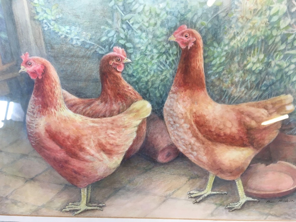 WATERCOLOUR ENTITLED ''THE THREE PET HENS'', SIGNED - Image 2 of 3