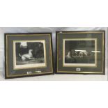 PAIR OF ANTIQUE COLOURED ENGRAVINGS BY SIR EDWIN LANDSEER RA OF DOGS; ONE ENTITLED THE CAVALIER'S