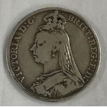 A VICTORIAN SILVER CROWN 1891