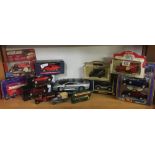 SHELF WITH MODEL CARS IN BOXES BY CLASSICO, OLD TIMER & JAGUAR XJ220 (1992) ON PLINTH