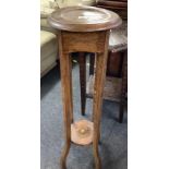 FADED MAHOGANY 2 TIER PLANT STAND, OLD WOODWORM