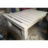 100cm SQ WHITE PAINTED WOODEN SLATTED TABLE