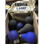 CARTON WITH VINTAGE BLUE & WHITE LIGHT BULBS