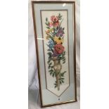 FINE QUALITY STUMP-WORK EMBROIDERY PANEL OF A VASE OF FLOWERS