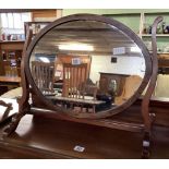 2 MAHOGANY FRAMED ANTIQUE OVAL SWING MIRRORS