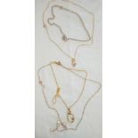 4 FINE GOLD & SILVER NECKLACES