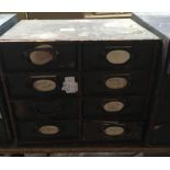 8 DRAWER CABINET WITH ELECTRICAL COMPONENTS, GRAMOPHONE GOVERNOR AND MICRO WITCHES