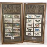 A PAIR OF FRAMED COLLECTIONS OF CIGARETTE CARDS, ONE OF BUTTERFLIES AND THE OTHER OF BIRDS
