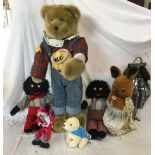 CARTON OF SOFT TOYS INCL; TEDDY BEARS & ETHNIC FIGURES