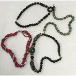 FOUR BEAD NECKLACES