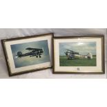 2 COLOURED PHOTOGRAPHS OF FAIREY SWORDFISH BIPLANES ARMED WITH TORPEDOES