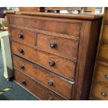 LARGE MAHOGANY CHEST OF 4 LONG & SHORT DRAWERS, SOME BEADING MISSING, 4ft WIDE