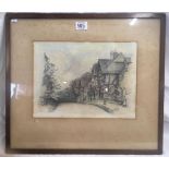 A J COLLINGS, 1920, PEN, INK AND WATERCOLOUR DRAWING OF A VIEW IN THE VILLAGE OF CHIDDINGSTONE IN