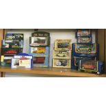 SHELF OF MISC MODEL CARS IN BOXES INCL; MATCH BOX, EDDIE STOBBART, DAYS GONE BY & GOLDEN OLDIES