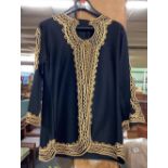 LADIES BLACK FASHION JACKET WITH GOLD BRAID EDGING, SIZE 'M'