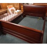 MAHOGANY SLATTED SLEIGH BED FRAME, 5ft WIDE