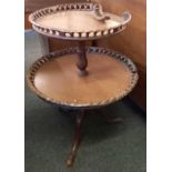 TWO TIER MAHOGANY DUMB WAITER, A/F