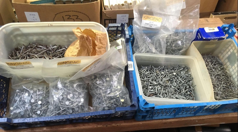 2 CARTONS OF VARIOUS GALVANISED & STEEL NAILS