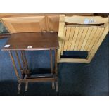 MODERN FOLDING PINE CHAIR & CARVED NEST OF 2 TABLES