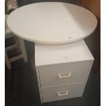 MODERN CIRCULAR CHROME & MELAMINE DINING TABLE, APPROX 3ft 3'' DIA & SMALL FILING CABINET