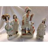 3 STAFFORDSHIRE STYLE FLAT BACK FIGURES