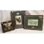 OIL PAINTING OF A COCKEREL AND A HEN TOGETHER WITH A PAIR OF COCKEREL AND HEN PORTRAITS OF RARE