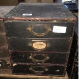 4 DRAWER CABINET WITH A W SHEPHERD & SON ENGINEERS EXETER CAST IRON PLAQUE, METER GLASSES,