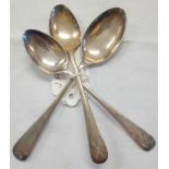 2 SMALL SILVER EGG SPOONS & A PLATED SPOON