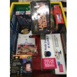 CARTON WITH VARIOUS PUZZLES OF SMALL LAND & SKY TELESCOPE, A VOLCANO MAKING KIT & OTHER GAMES