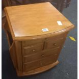 SMALL BEECH WOOD CHEST WITH DRAWERS & MAGAZINE RACK