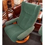 EKORNES GREEN UPHOLSTERED HIGH BACK ARMCHAIR