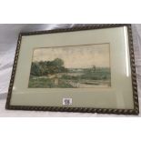 FINE 19THC WATERCOLOUR OF A RIVER VALLEY WITH TOWN BEYOND, SIGNED LOWER LEFT ARTHUR SHELLEY AND