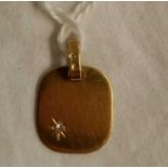 A FOREIGN 18ct GOLD PENDANT SET WITH SMALL DIAMOND