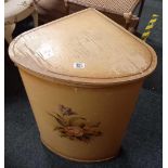 VINTAGE LAUNDRY BOX, WORK BOX WITH HINGED TOP & KIDNEY SHAPED DRESSING STOOL