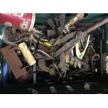 CARTON WITH MISC HAND TOOLS, DRILL BRACES, KEYS, CLAMPS & OTHER HAND TOOLS