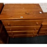 PINE CHEST OF 4 DRAWERS & MATCHING BEDSIDE CHEST OF 3 DRAWERS