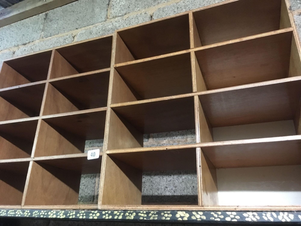 PAIR OF PIGEON HOLE UNITS IN PLYWOOD, WITH 8 SECTIONS EACH - Image 2 of 2