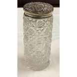 AN EMBOSSED TOP JAR WITH CUT GLASS BODY, B'HAM 1902