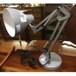 GREY METAL ANGLE POISE STYLE LAMP & SHADE