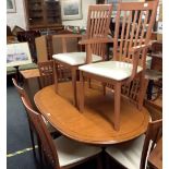 G-PLAN OVAL EXTENDING DINING TABLE WITH 8 CHAIRS, INCL; 2 CARVERS, 5ft EXTENDING TO 6fT 6''