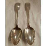 A PAIR OF VICTORIAN EXETER SILVER TEA SPOONS 1846, J.STONE