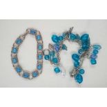 2 BLUE STONE CHARM BRACELETS