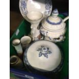 SMALL CARTON WITH SOUP TUREEN, VASE & OTHER CHINAWARE