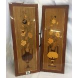 PAIR OF MARQUETRY SORRENTO PANELS OF VASES OF FLOWERS