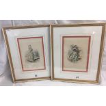 PAIR OF ANTIQUE FRENCH HAND COLOURED COSTUME ENGRAVINGS