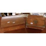 2 VINTAGE EASTERN BRASS INLAID WOODEN BOXES, ONE VELVET LINED